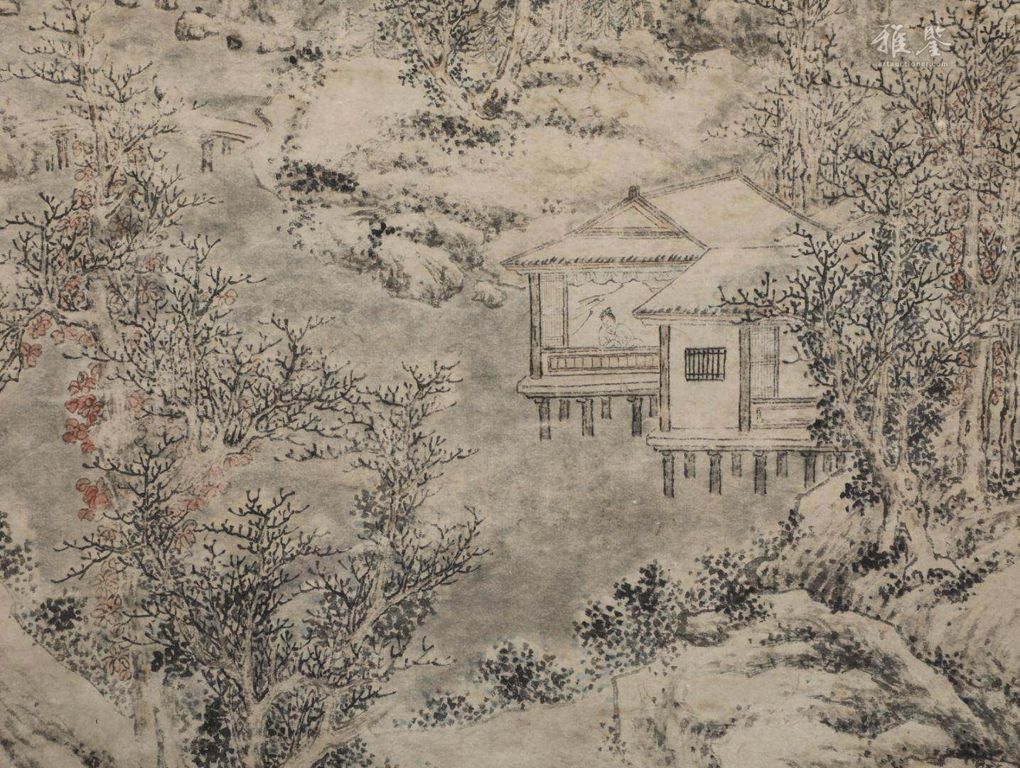 文徵明 茅屋讀書圖